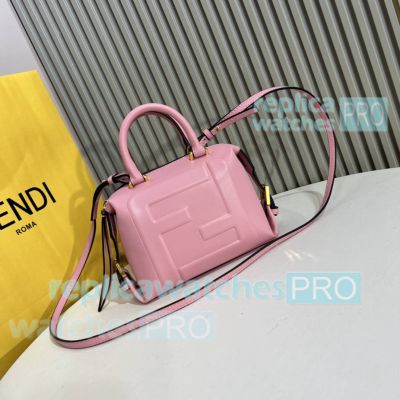 Replica Fend1 Nappa FF Mini Pink Cube Bag Gold-tone Metal